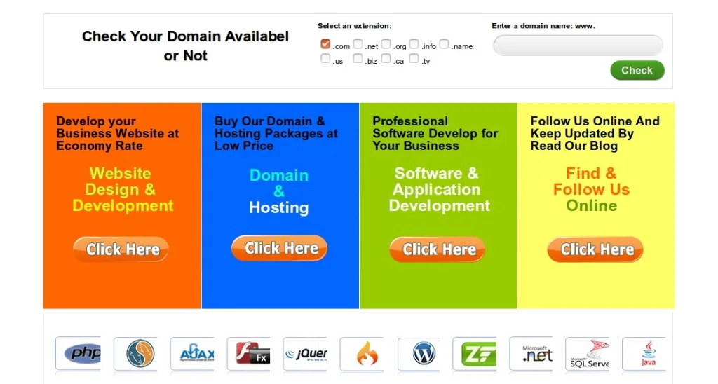 Domain and hosting screen